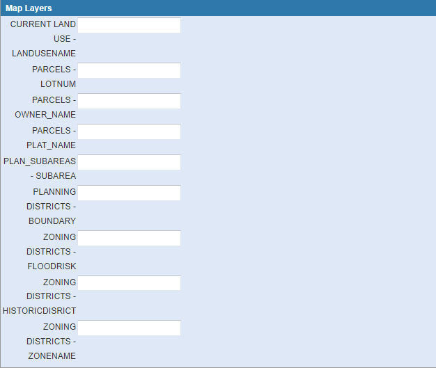 Search General Tab Map Layers